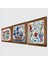 Çini Sanatı Lale, Yelkenli Gemi Taş Duvar Tablosu Ahşap Çerçeveli Duvar Dekoru 3 Parça Tablo Seti Wall Art W3-42 2