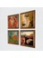 Stone Salvador Dalí, Picasso, Van Gogh, Gustav Klimt Ahşap Çerçeveli Taş Duvar Tablosu 4’lü Set – 25x25 cm Dekoratif Modern Sanat – Ev ve Ofis Dekoru |W4-949| 2