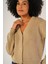 Kadın Bej Selanik Örgü V Yaka Pamuk Hırka TRIST-6150 5