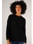 Kadın Siyah Saç Yürütme Bisiklet Yaka Yün Kazak TRIST-6151 1