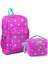 Kids Neon Pembe Su Yeşili Kalp Desenli 2’li Okul Çanta Seti 1