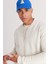 Erkek Bej Standart Fit Normal Kesim Içi Polarlı 3 Iplik Kolej Yaka Pamuklu Sweatshirt Ceket 4