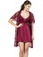 Aria's Closet Bordo Kısa Ikili Saten Sabahlık Gecelik Takımı 1