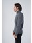 Erkek Koyu Gri Saç Örgülü Yürütme Fermuarlı Dik Yaka Triko Yün Hırka TRIST-5297 4