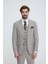 Erkek Bej Sivri Yaka Slim Fit Yelekli Takım Elbise 3