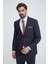 Erkek Lacivert Kahve Slim Fit Yelekli Takım Elbise 2