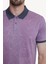 Erkek Fuşya Pembe Polo Yaka Pamuklu Desenli T-shirt 4