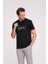 Erkek Siyah Bisiklet Yaka Desenli T-Shirt 1