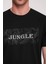 Erkek Siyah Bisiklet Yaka Desenli T-Shirt 5