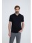 Erkek Siyah Polo Yaka Desenli TShirt 1