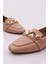 5001-23Y Kadın Silver Taş Metal Tokalı Loafer NUDE 4