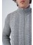 Erkek Gri Saç Yürütme Arka Kol Selanik Dik Yaka Cepli Triko Yün Hırka TRIST-5298 5