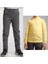 Unisex Çocuk Ribana Bel Keten Gri Okul Pantolonu + Polo Yaka Uzun Kol T-Shirt 1