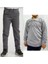 Unisex Çocuk Ribana Bel Keten Gri Okul Pantolonu + Polo Yaka Uzun Kol T-Shirt 1