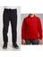 Unisex Çocuk Ribana Bel Keten Lacivert Okul Pantolonu + Polo Yaka Uzun Kol T-Shirt 1