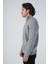 Erkek Gri Arka Fitilli Dik Yaka Fermuarlı Triko Yün Hırka TRIST-5299 4