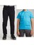 Unisex Çocuk Ribana Bel Keten Siyah Okul Pantolonu + Polo Yaka Kısa Kol T-Shirt 1