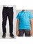 Unisex Çocuk Ribana Bel Keten Lacivert Okul Pantolonu + Polo Yaka Kısa Kol T-Shirt 1