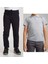 Unisex Çocuk Ribana Bel Keten Lacivert Okul Pantolonu + Polo Yaka Kısa Kol T-Shirt 1