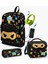 Çanta Coral High Kids Siyah Ninja Desenli Usb'li 3’lü Okul Çanta Seti Set 23285 1