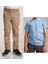 Unisex Çocuk Ribana Bel Keten Bej Okul Pantolonu + Polo Yaka Kısa Kol T-Shirt 1
