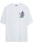 Grafiti Mikroskop Baskılı Beyaz Oversize Tshirt 1