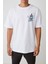 Grafiti Mikroskop Baskılı Beyaz Oversize Tshirt 2