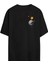Sandal ve Ay Baskılı Siyah Oversize Tshirt 1