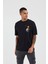 Sandal ve Ay Baskılı Siyah Oversize Tshirt 2
