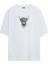 Iskoç Sığır Baskılı Beyaz Oversize Tshirt 1