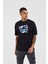 Stitch Baskılı Siyah Oversize Tshirt 2
