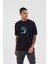 Balina Baskılı Siyah Oversize Tshirt 2