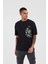 Kral Kurbağa Baskılı Siyah Oversize Tshirt 2