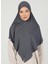 Fermuarlı Viskon Hijab - Koyu Gri - Ecardin 2