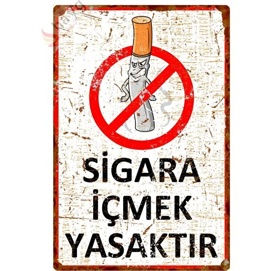 Hayg Equipment Sigara Içmek Yasaktır Pas Görümlü Metal Uyarı Levhası - Vintage Alüminyum Tabela
