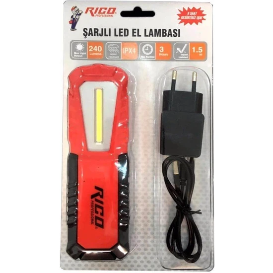 Rico RC0037 240 Lümens Şarjlı LED El Feneri El Lambası  Mıktanıslı