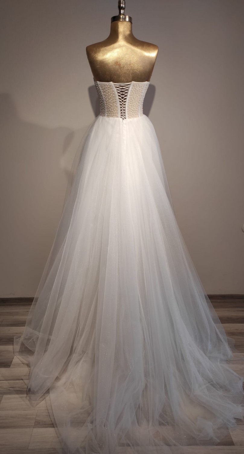 anka fashion Transparan Kristal Taş Işlemeli Helen Gelinlik görsel 3