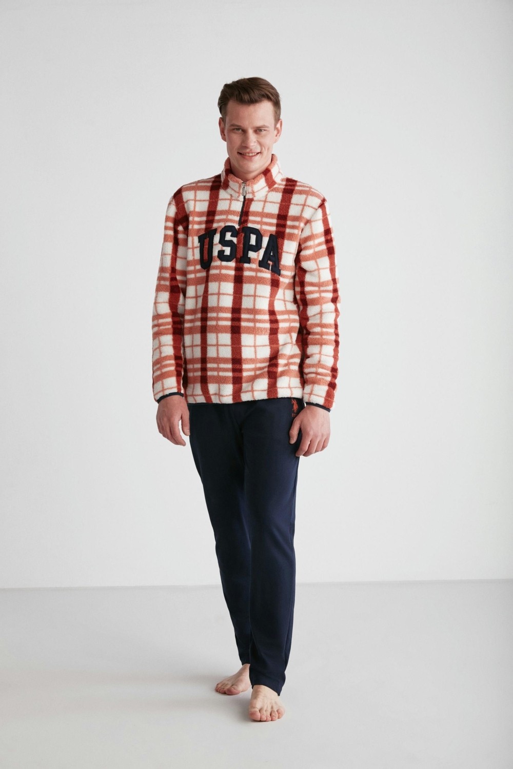 U.S. Polo Assn. Erkek Turuncu Polarlı Pijama Takımı 18754 görsel 6