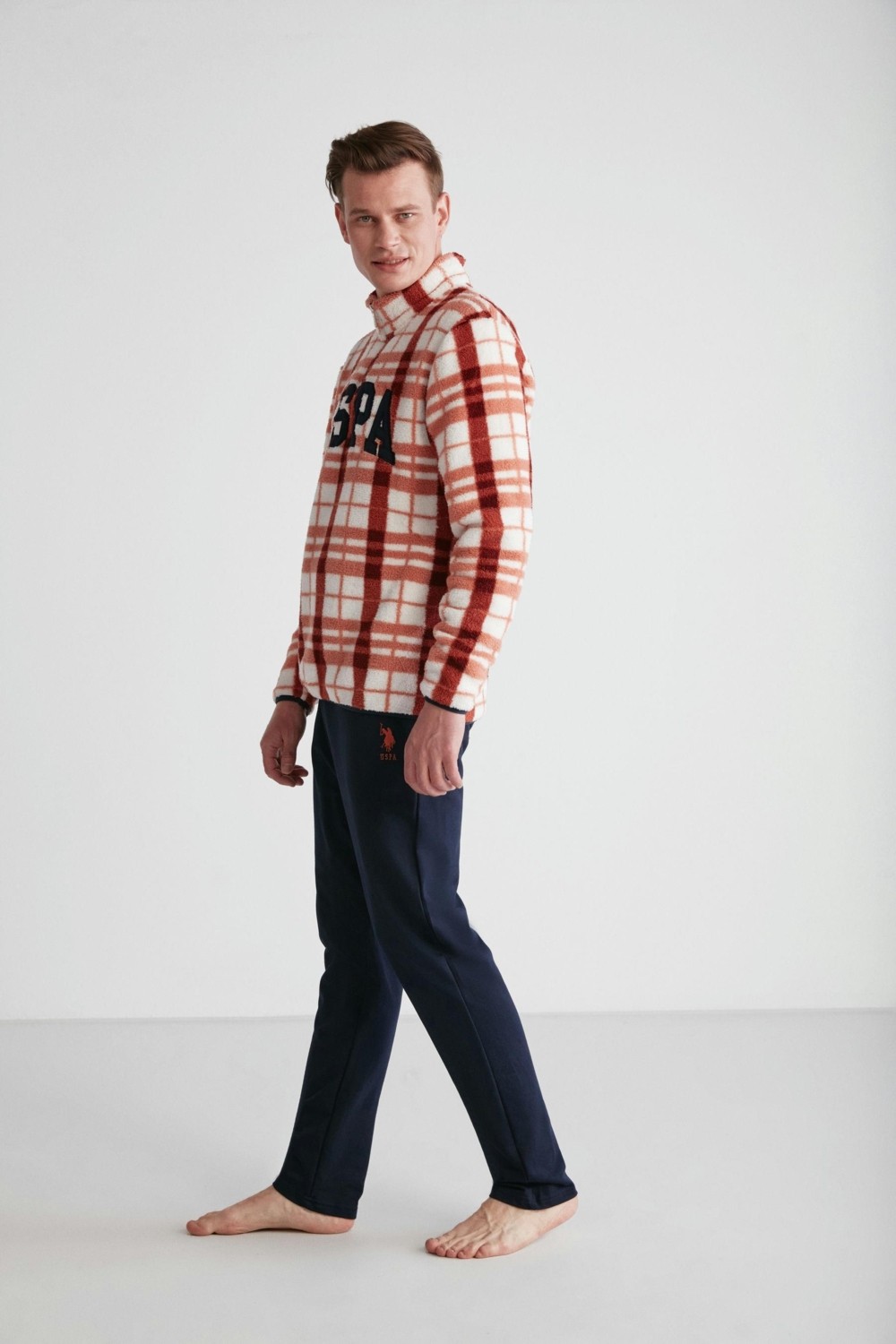 U.S. Polo Assn. Erkek Turuncu Polarlı Pijama Takımı 18754 görsel 7