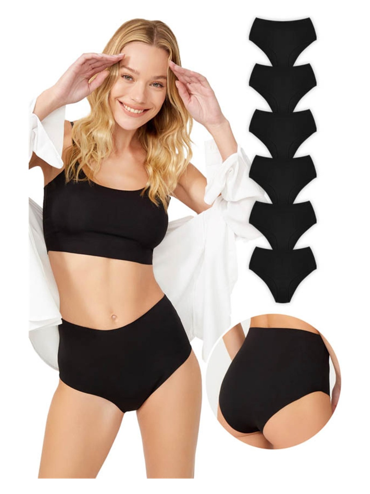 Cottonhill Yüksek Bel Basic Lazer Kesim Bikini Külot 3'lü Paket - 6 - Görsel 9