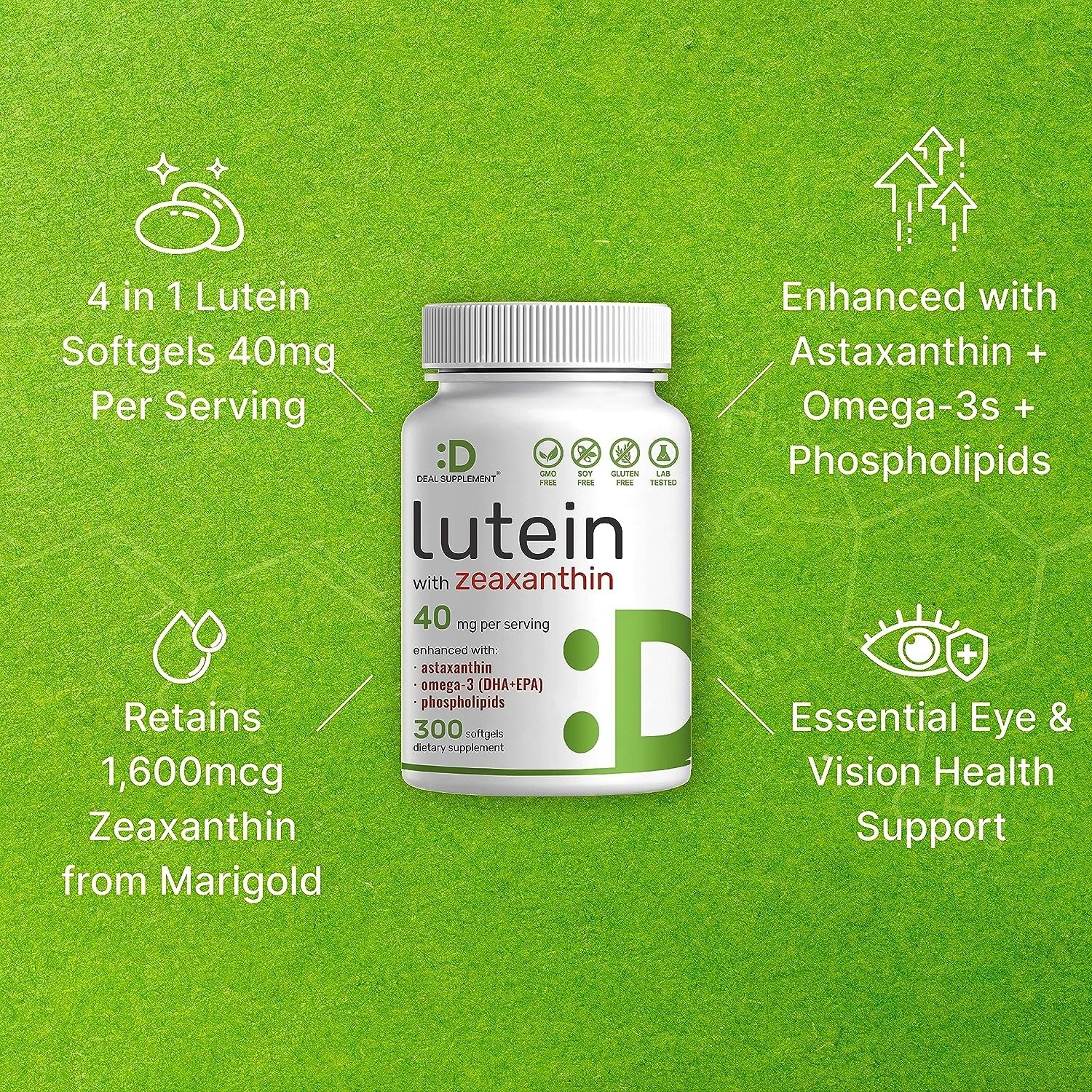 Deal Supplement Lutein With Zeaxanthin 40 mg 300 Softgels Plus
