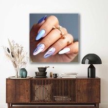 SML Tablo Lila Balerin Oje El Modeli Gold Detaylar Tırnak Artisti Kanvas Tablo