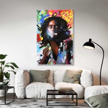 SML Tablo Bob Marley Sokak Sanatı Grafiti Efsane Şarkıcı Kanvas Tablo