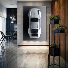 SML Tablo Beyaz Porsche Klasik Araba Efsane Kanvas Tablo
