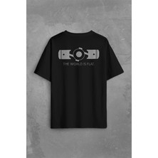 Kendim Seçtim The World Is Flat Dünya Düzdür Speed Track Race Sırt Ön Baskılı Oversize Tişört T-Shirt