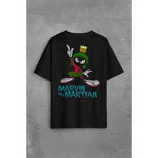 Kendim Seçtim Marvin The Martian Marslı Marvin Çizgi Film Sırt Ön Baskılı Oversize Tişört T-Shirt