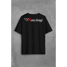Kendim Seçtim Racing Formula1 Araba Yarışı Motor Drag Sırt Ön Baskılı Oversize Tişört T-Shirt