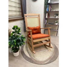 Asedia Veranda Naturel Turuncu Minderli Hasırlı Sallanan Sandalye Hazeranlı Dinlenme Koltuğu