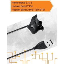 Wrysoon Honor Band 3/4/5 Uyumlu Yüksek Kalite Manyetik USB Şarj Kablosu (Siyah)