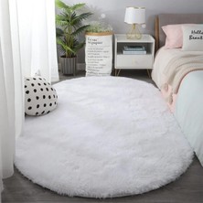 Aymira Home Post Peluş Oval Halı Beyaz Tüylü Yumuşak, Yıkanabilir, Kaymaz Taban Dekoratif AYM501 AYM501